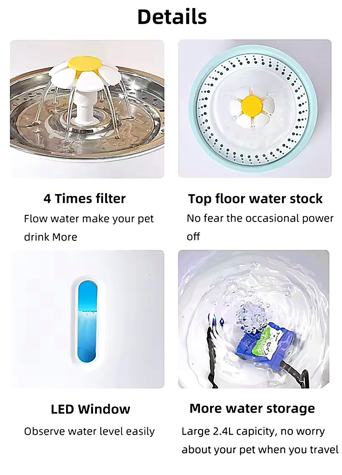 Ultra-Quiet 2.4L Automatic Cat Water Fountain